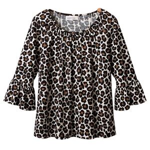 Michael Kors Leopard Print Ruffle Sleeve Blouse – Size M